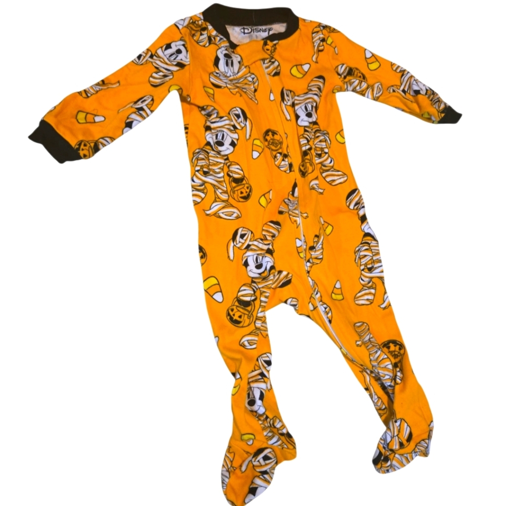 NWOT, Disney Halloween Mickey Mouse Mummy Orange, One Piece Pajamas 3-6 Months